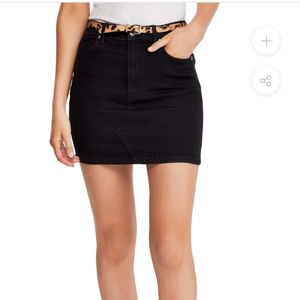 Free People Teagan Denim Miniskirt Black